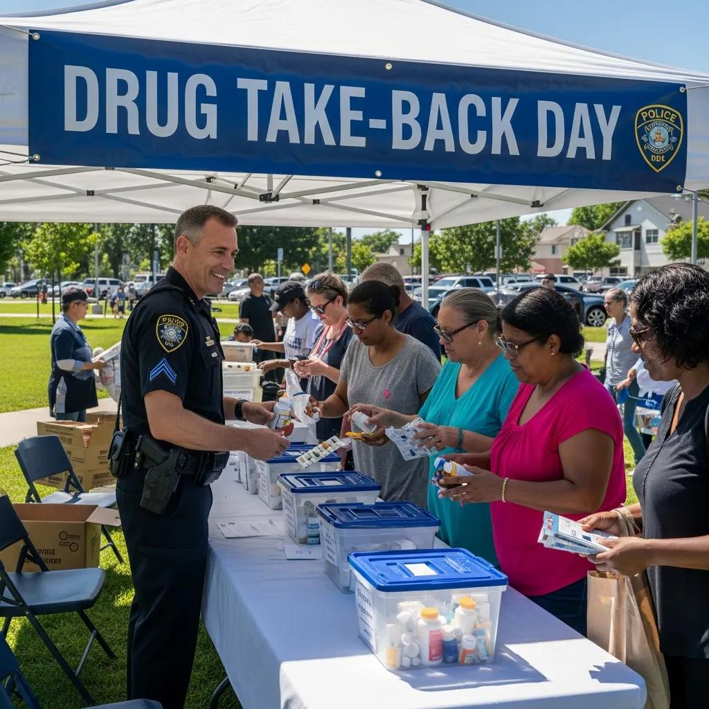 Community members at a drug take-back event—safe medication disposal options