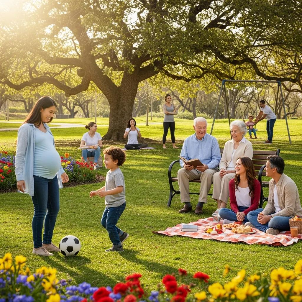 Diverse group of people enjoying life, representing community health benefits of flu vaccination