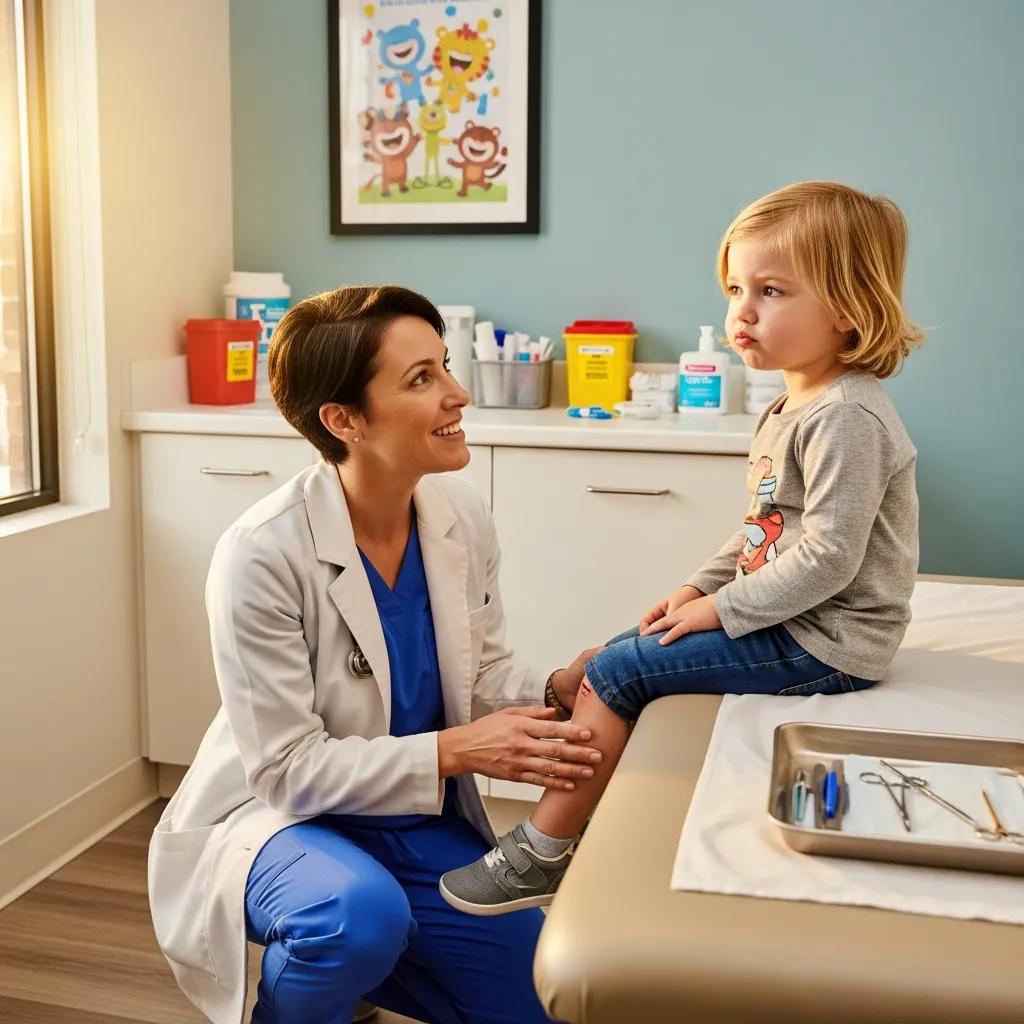 Clinician examining a child inside an urgent care clinic showing typical minor conditions treated