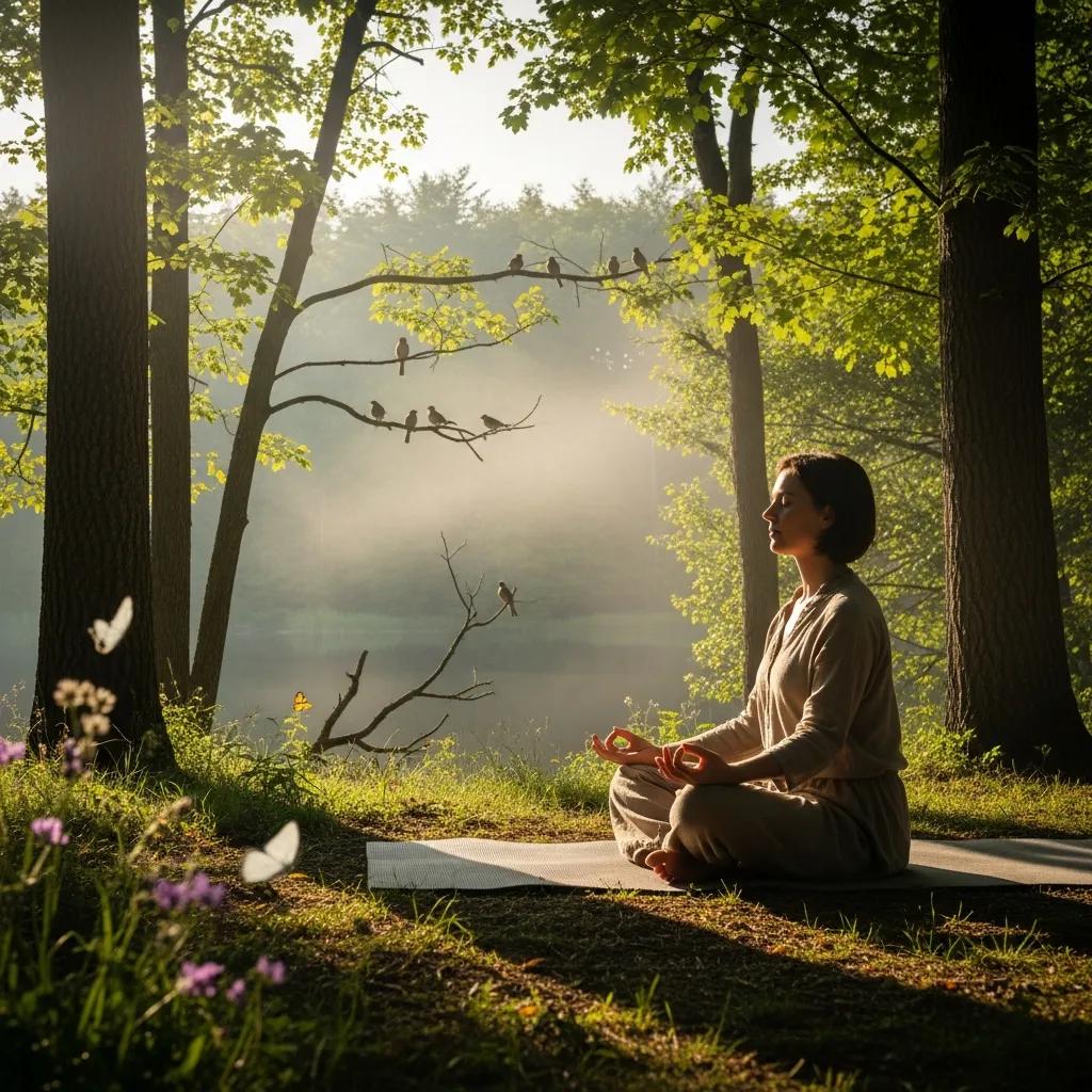 Individual meditating in nature, illustrating the mental health benefits of physical activity