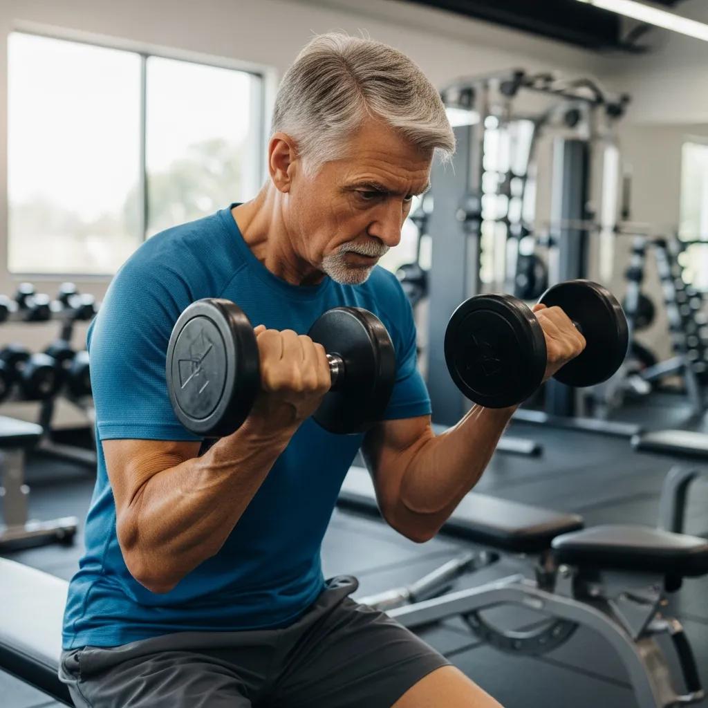 Older adult engaging in resistance training, emphasizing the importance of exercise for bone and muscle health