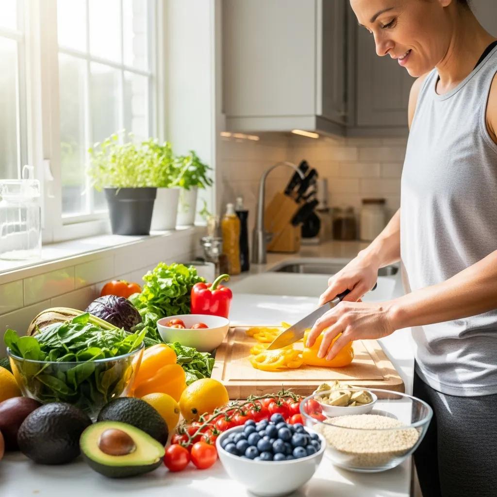 Person preparing a healthy meal, highlighting the importance of nutrition for maintaining a healthy BMI