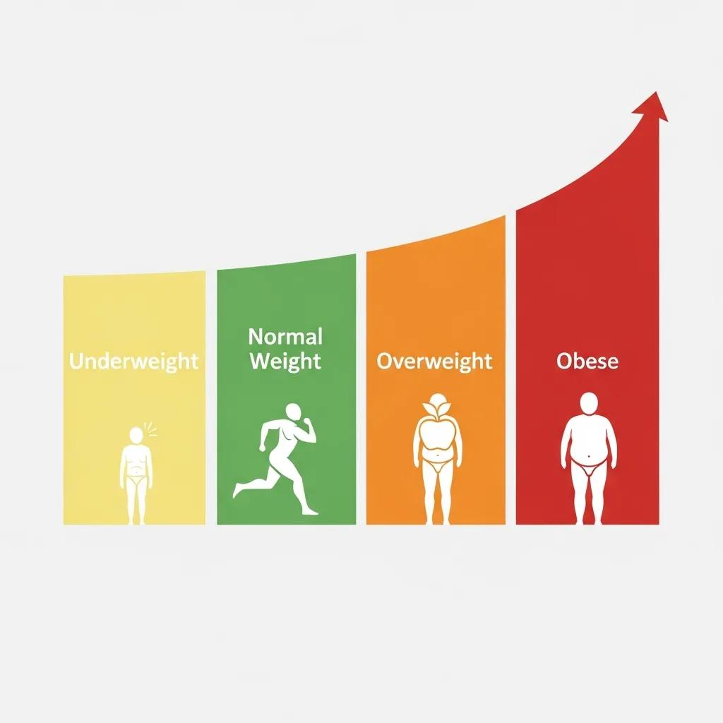 Visual representation of BMI categories and health implications, enhancing understanding of weight status