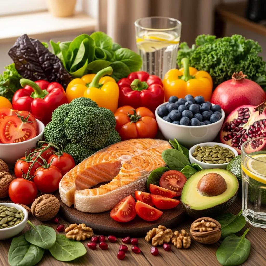Plate of colorful fruits and vegetables to support overall and prostate health